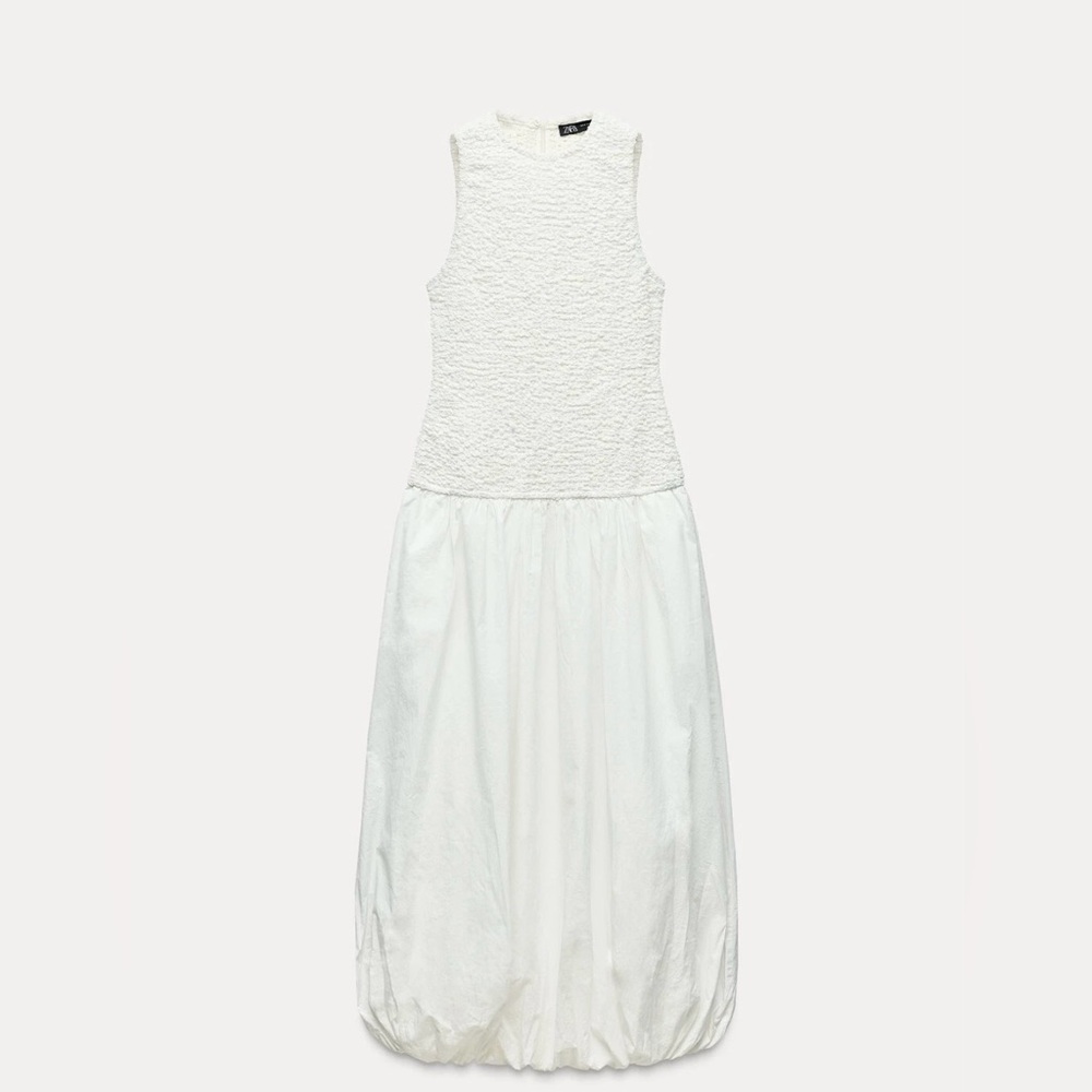 Zara Poplin Balloon Maxi Dress, Sz S - Picture 3 of 15